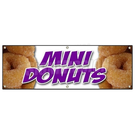 Signmission MINI DONUTS BANNER SIGN donut fried dough signs doughnut holes hot fresh B-72 Mini Donuts